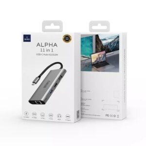 ADAPTATEUR WIWU ALPHA 11 EN 1 A11312H AVEC USB C RJ45 HDMI VGA 4USB