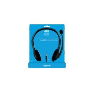 Casque Logitech H111 Micro Ecouteurs Stéréo avec Micro Antiparasite, Double Fiche Jack 3,5mm, PC/Mac/Portable