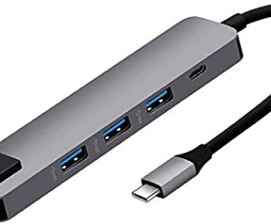 Adaptateur USB - C 5 en 1 avec RJ-45 +HDMI + 2x Usb 3.0+ Type -C
