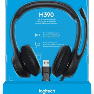 Casque filaire Logitech H390, casque stéréo avec microphone antibruit, USB